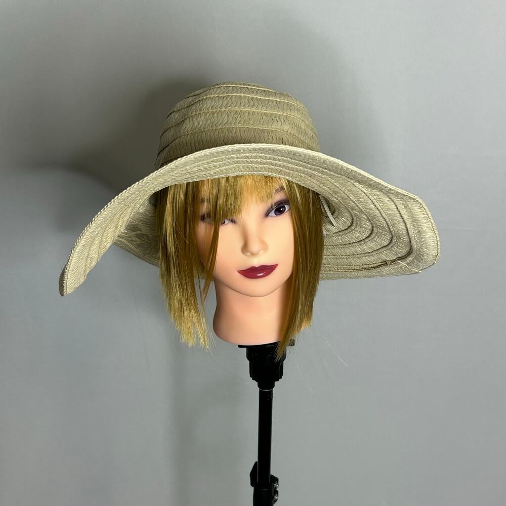 Caribbean Joe Straw Sun Hat Wide Brim UPF 50+ Floral Beach Resort vacation